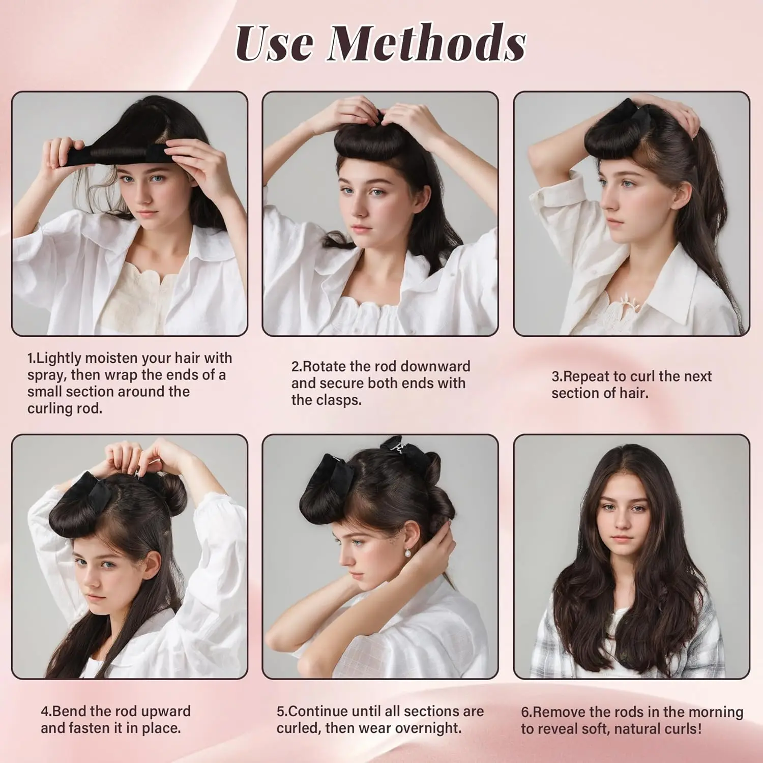 Achieve heatless curls overnight with this hair curler set, including a satin bonnet for protecting your hair while you sleep.