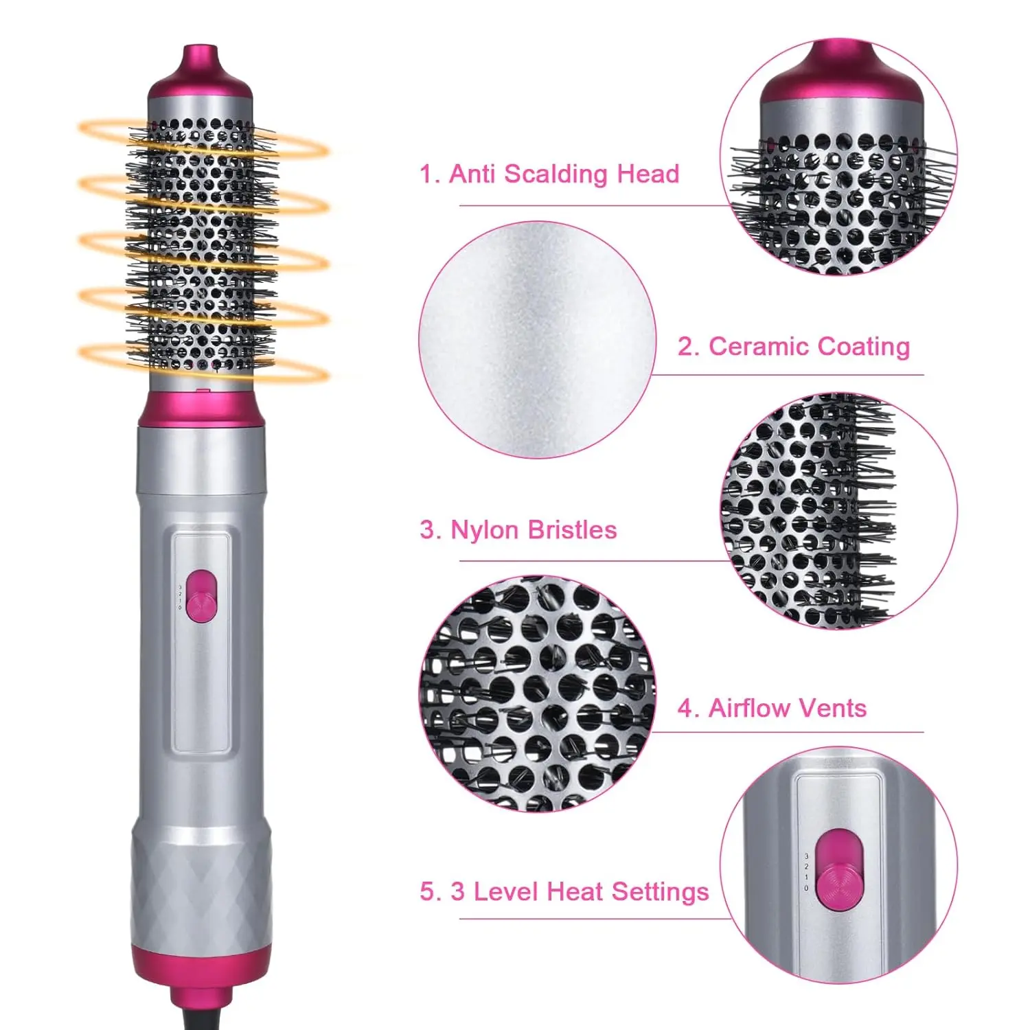 The 5-in-1 hot air comb is a versatile hair styling tool that dries, straightens, curls, and combs hair with automatic suction for easy salon-quality results at home.
