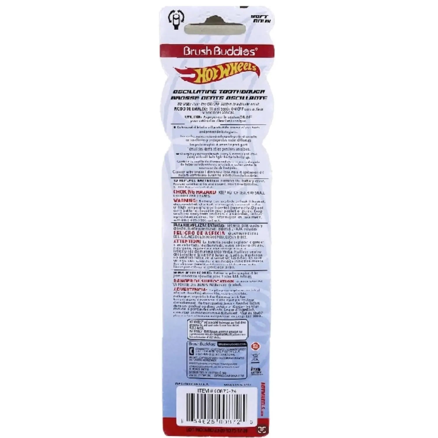 Brush Buddies Hot Wheels electric toothbrush makes brushing fun for kids with its colorful design and soft bristles for gentle cleaning.