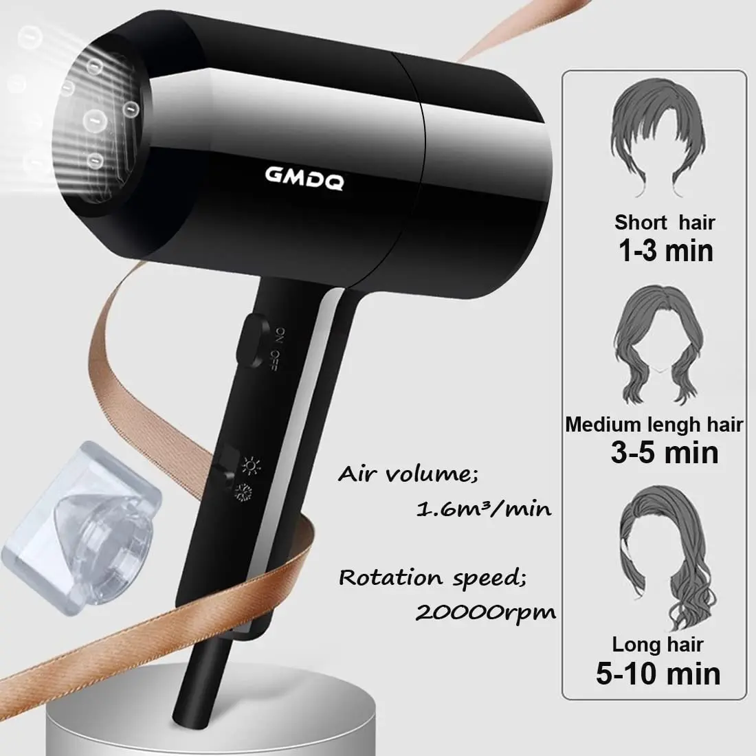 This black hotel wall mounted hair dryer comes with a stand rack, massage air cushion comb, screws and 3M adhesive for easy and safe installation in bathrooms and restrooms.