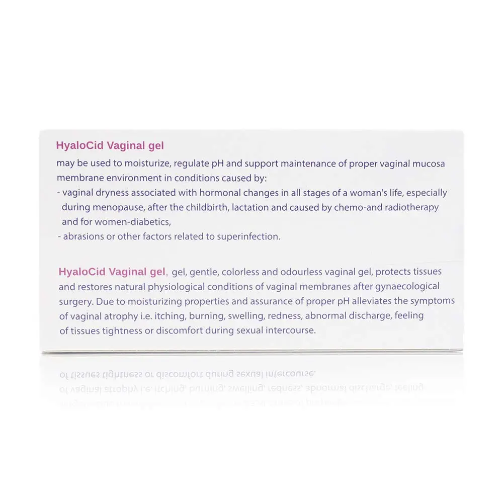 HyaloCid vaginal gel with hyaluronic and lactic acid provides relief from vaginal dryness and pain during intercourse, while restoring natural vaginal pH.