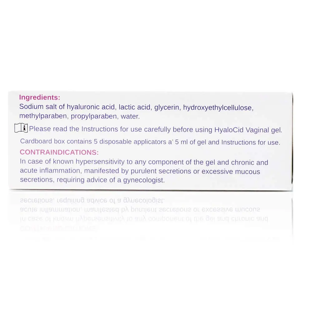 HyaloCid vaginal gel with hyaluronic and lactic acid provides relief from vaginal dryness and pain during intercourse, while restoring natural vaginal pH.