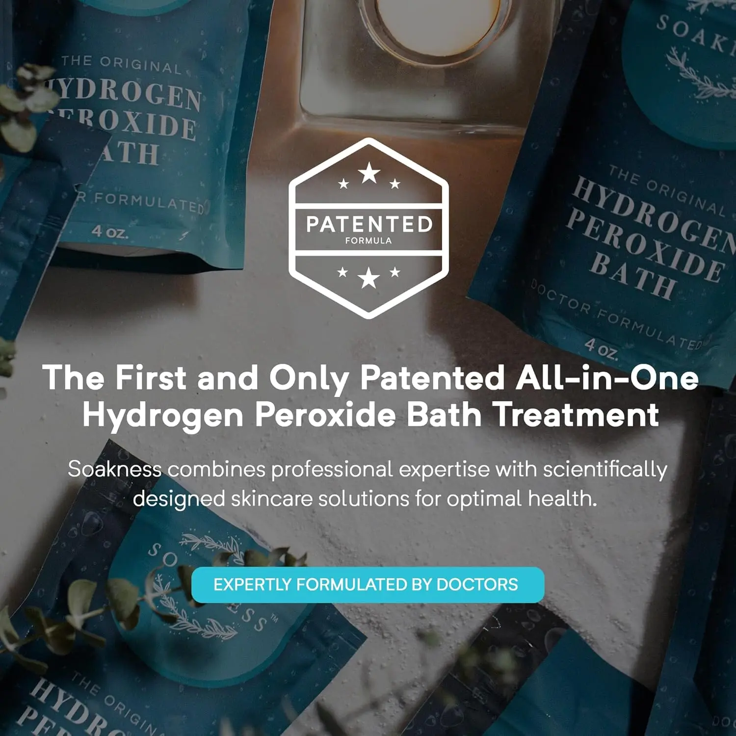 A three-pack of doctor-formulated hydrogen peroxide bath soak with epsom and magnesium salts for muscle recovery, skin detoxification, and a relaxing at-home spa experience.