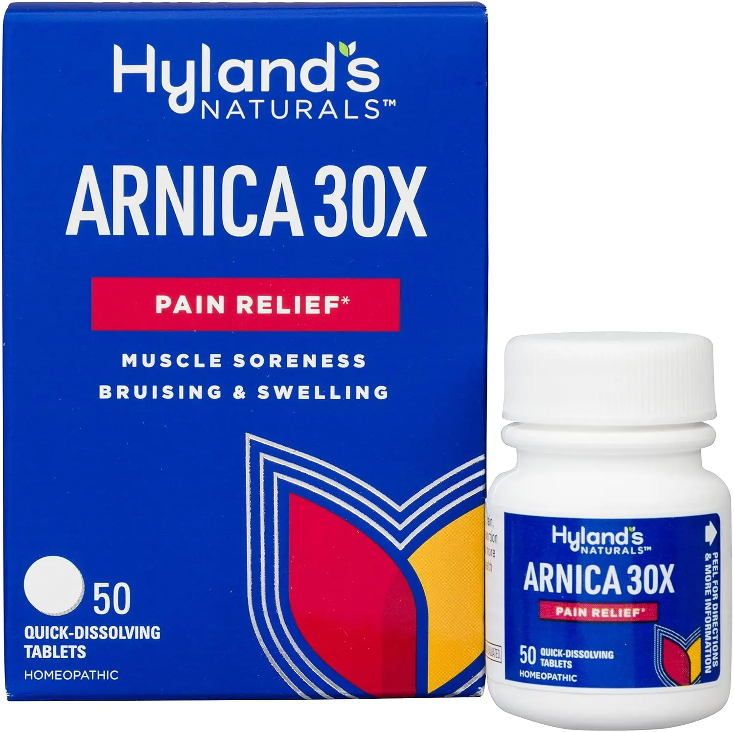 Hyland's Homeopathic Arnica Pain Relief quick-dissolving tablets provide natural pain relief in a convenient form.