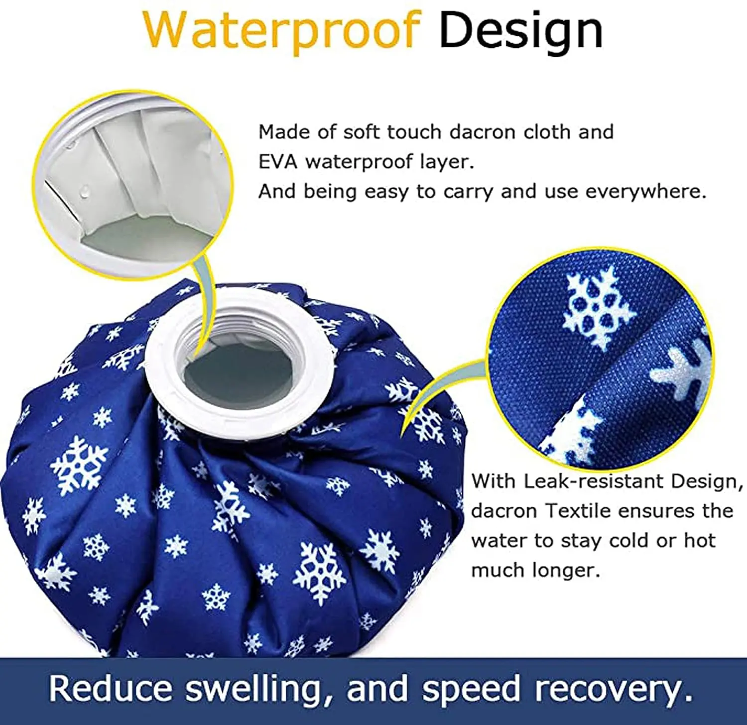 This ice bag pack includes four reusable bags in small, medium, and large sizes, plus an elastic wrap for hot and cold therapy to relieve pain and swelling from injuries.