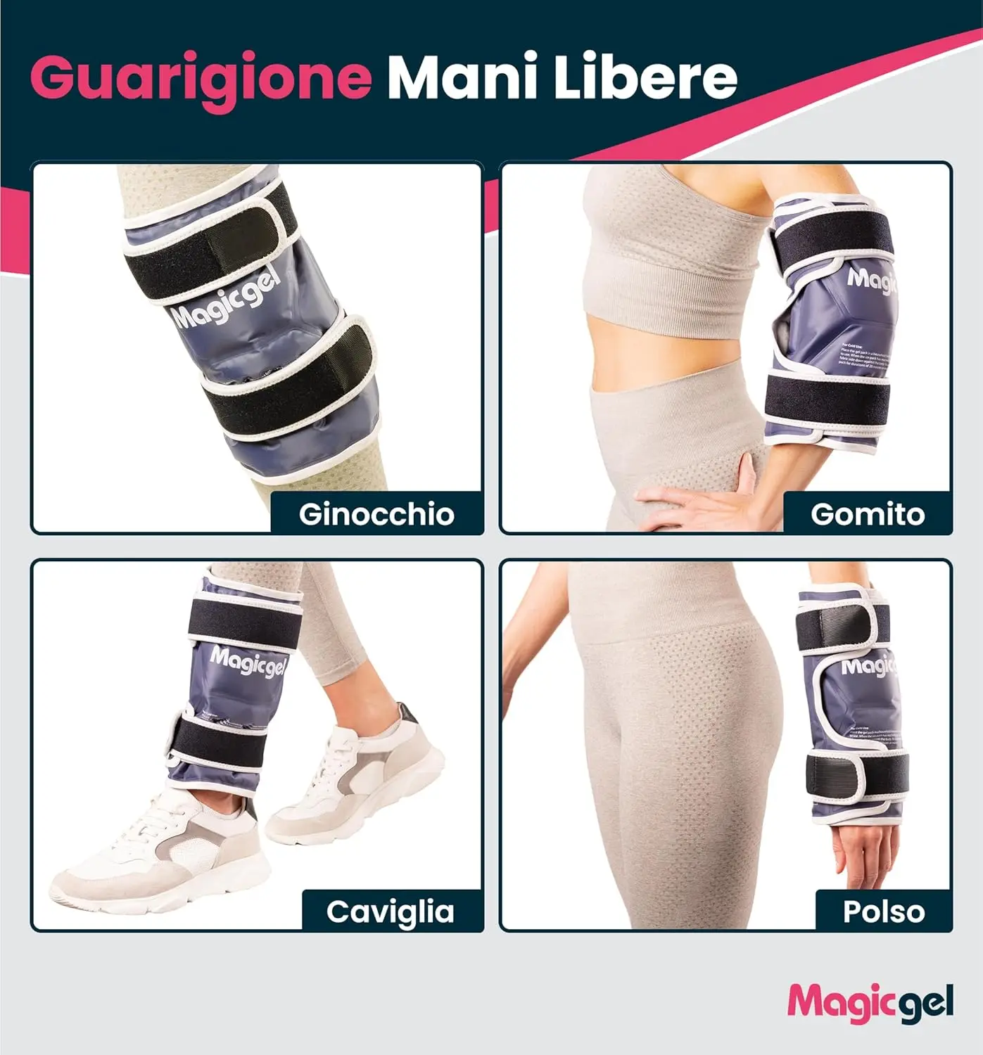 Reusable gel ice pack for knee injuries providing soothing cold therapy and compression with adjustable wraparound straps for comfortable pain relief.