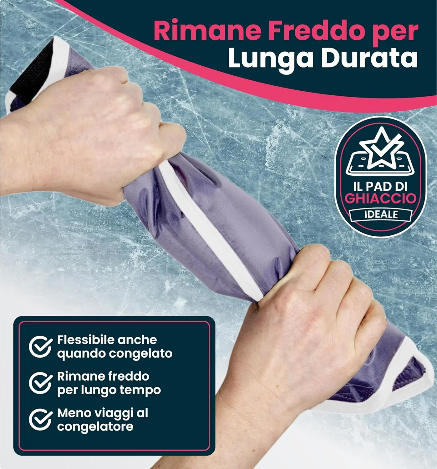 Reusable gel ice pack for knee injuries providing soothing cold therapy and compression with adjustable wraparound straps for comfortable pain relief.