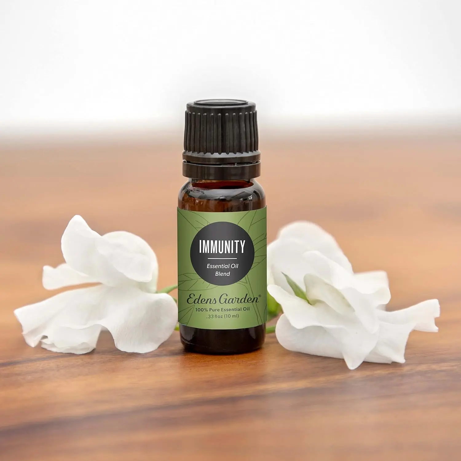 Edens Garden Immunity essential oil blend contains frankincense, tea tree, rosemary, lemon, eucalyptus, and sweet orange to naturally fight congestion and boost the immune system.