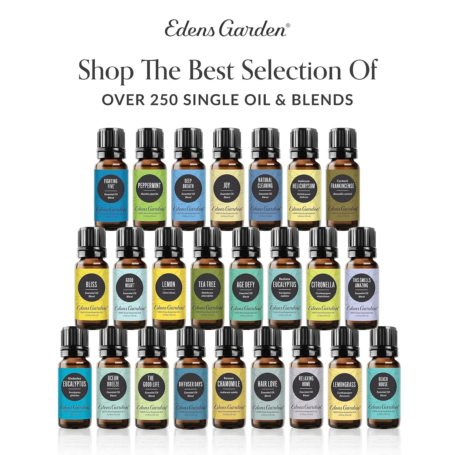 Edens Garden Immunity essential oil blend contains frankincense, tea tree, rosemary, lemon, eucalyptus, and sweet orange to naturally fight congestion and boost the immune system.