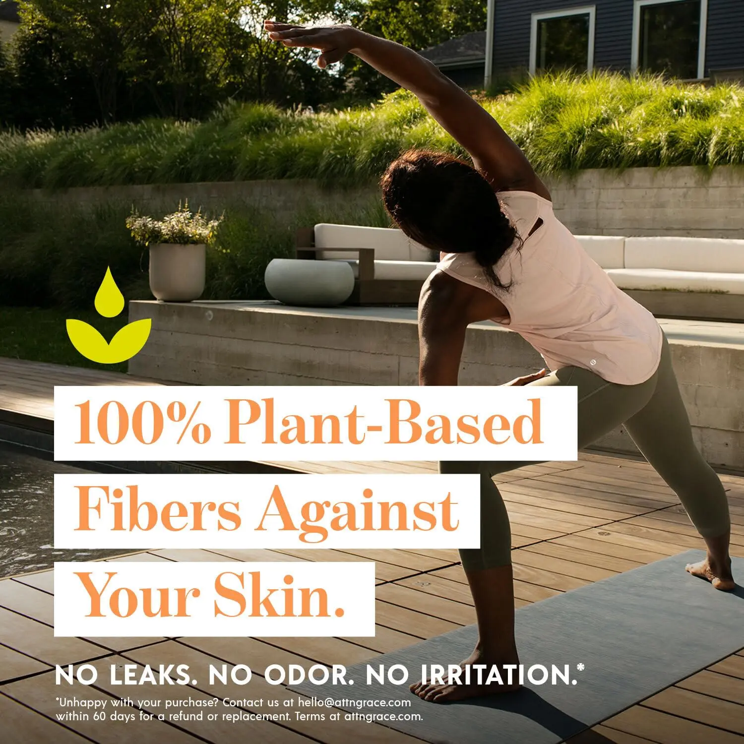 ATTN:Grace moderate absorbency incontinence pads for women provide discreet, plant-based protection from bladder leaks and are designed for sensitive skin.