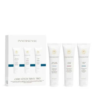 This Innersense Organic Beauty travel set features hydrating hairbath, conditioner, leave-in conditioner, and hair mask for dry, damaged, or coarse hair, providing a complete wash day ritual for soft, healthy, and nourished hair.