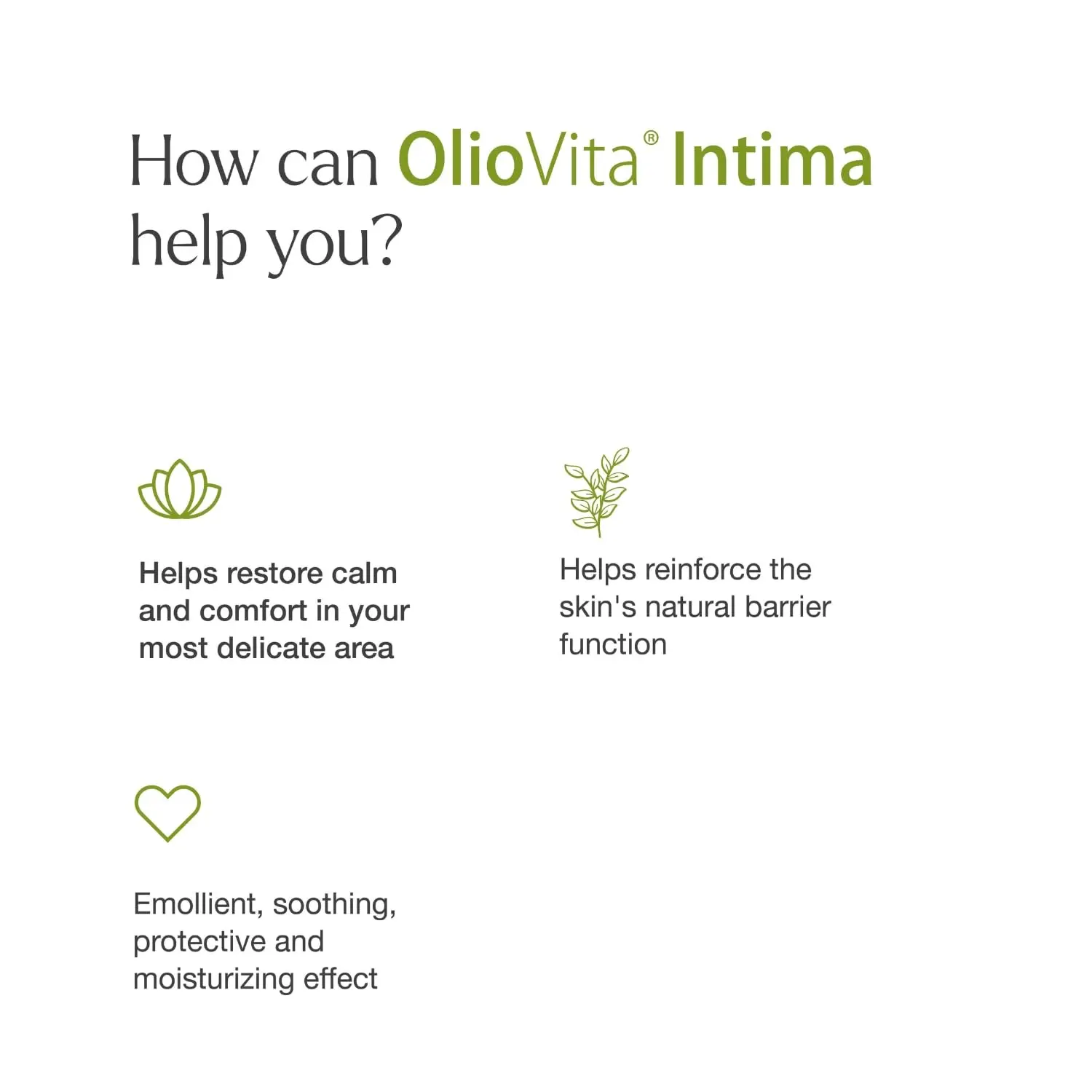 Vitae OlioVita intimate cream for hydration and regeneration, enriched with sea buckthorn, mallow extract, argan oil, and hyaluronic acid to soothe, protect, and moisturize the intimate area.
