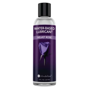 An 8oz bottle of Intimate Rose Velvet vaginal moisturizer, a water-based personal lubricant for women and couples' pleasure.