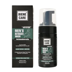 Biene Care intimate wash for men with sea buckthorn and tea tree oil helps prevent odour, dryness, and fungal infections for better hygiene.
