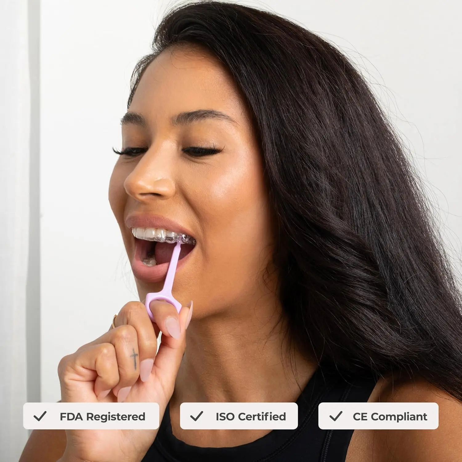PULTOOL clear aligner removal tool, designed by a dental assistant, makes removing Invisalign, Smile Direct Club, and clear aligners easy, hygienic, and discreet, even with attachments.