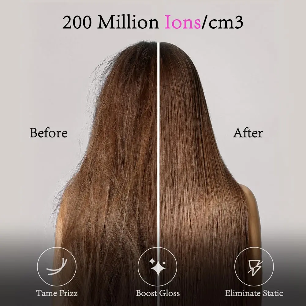 This foldable 2400W ionic hair dryer in gray includes a diffuser and concentrators for fast drying and styling at home or while traveling.