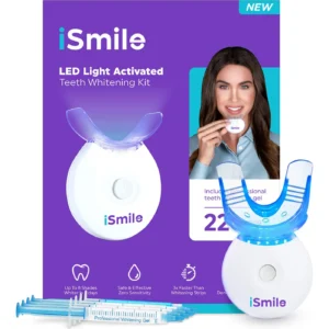 This iSmile teeth whitening kit comes in a compact, proper package, designed to perfection and packed with features like an LED light, 35% carbamide peroxide gel syringes, and remineralization gel.