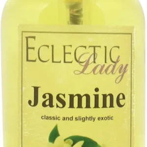 This is a bottle of Jasmine Bath Oil, 16 oz, a classic and slightly exotic floral fragrance that is phthalate free.