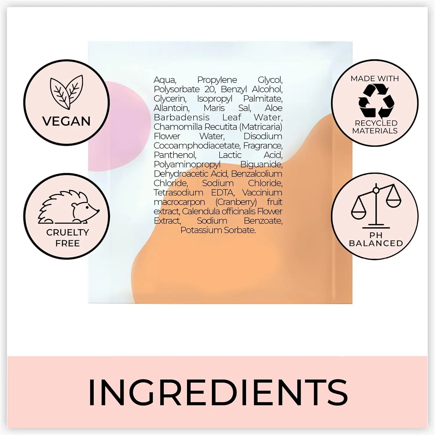 Individually wrapped JEZ Intima Wipes designed for feminine hygiene and gentle cleansing of dry skin on the go.