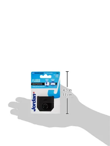 Jordan Whitening Dental Floss with fluoride and activated charcoal in new recyclable packaging offers sustainable and plastic-free dental care for cleaning and cavity protection.