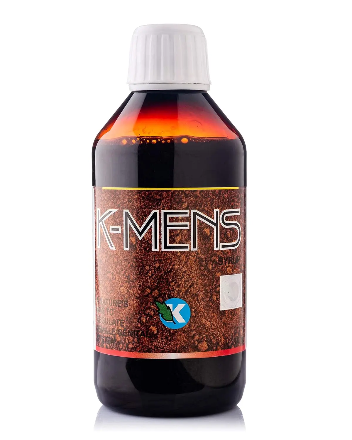 Three bottles of K-MENS tonic, a herbal supplement designed to help women find relief from menstrual cycle symptoms and support overall health and fitness.
