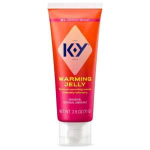 A 2.5 ounce bottle of K-Y Warming Jelly Personal Lubricant, a premium non-greasy body lubricant for women, men, and couples manufactured by Reckitt Benckiser.