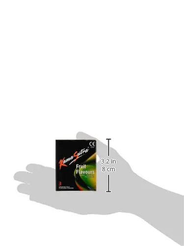 Three-pack of KAMASUTRA fruit flavored condoms for heightened pleasure and exciting sensations.