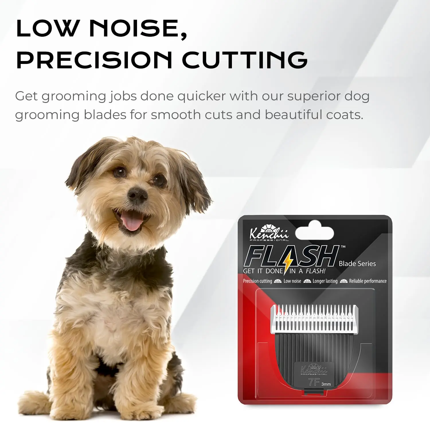 A Kenchii Flash Clipper blade provides a precision cut for grooming your pet with stay-cool technology and corrosion resistant coating.