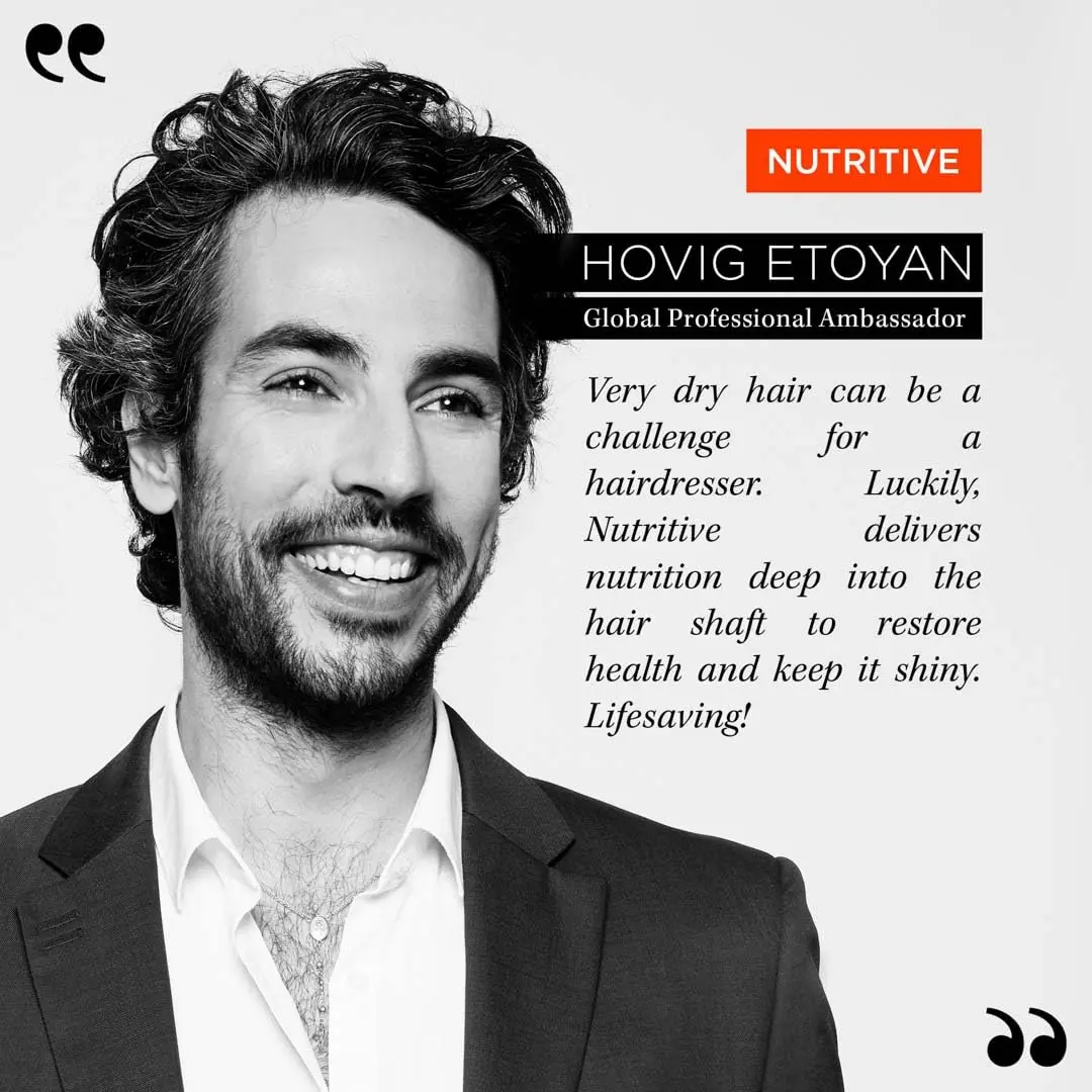 Kérastase Nutritive hair serum providing instant hydration for dry scalp and dry hair, loaded with essential vitamins and quickly absorbing into the hair.