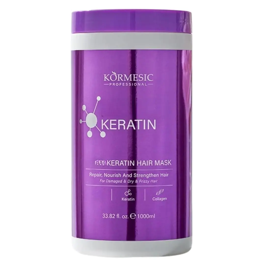 This large 1000ml keratin hair mask deeply moisturizes, repairs damage, and strengthens hair follicles for smoother, healthier hair.
