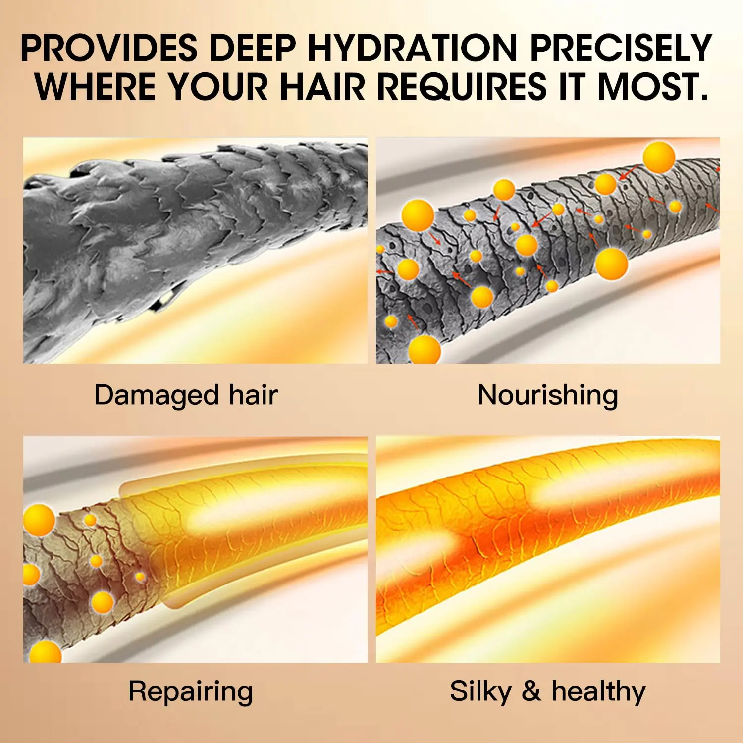 Hydrating keratin hair mask with argan oil and wheat protein to deeply condition, repair, and revitalize dry, damaged, or color-treated hair, reducing frizz and enhancing shine.