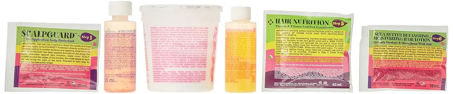 Africa's Best Kids Organics No-Lye Relaxer System straightens, repairs, and strengthens coarse hair textures while protecting the scalp and restoring softness and elasticity.