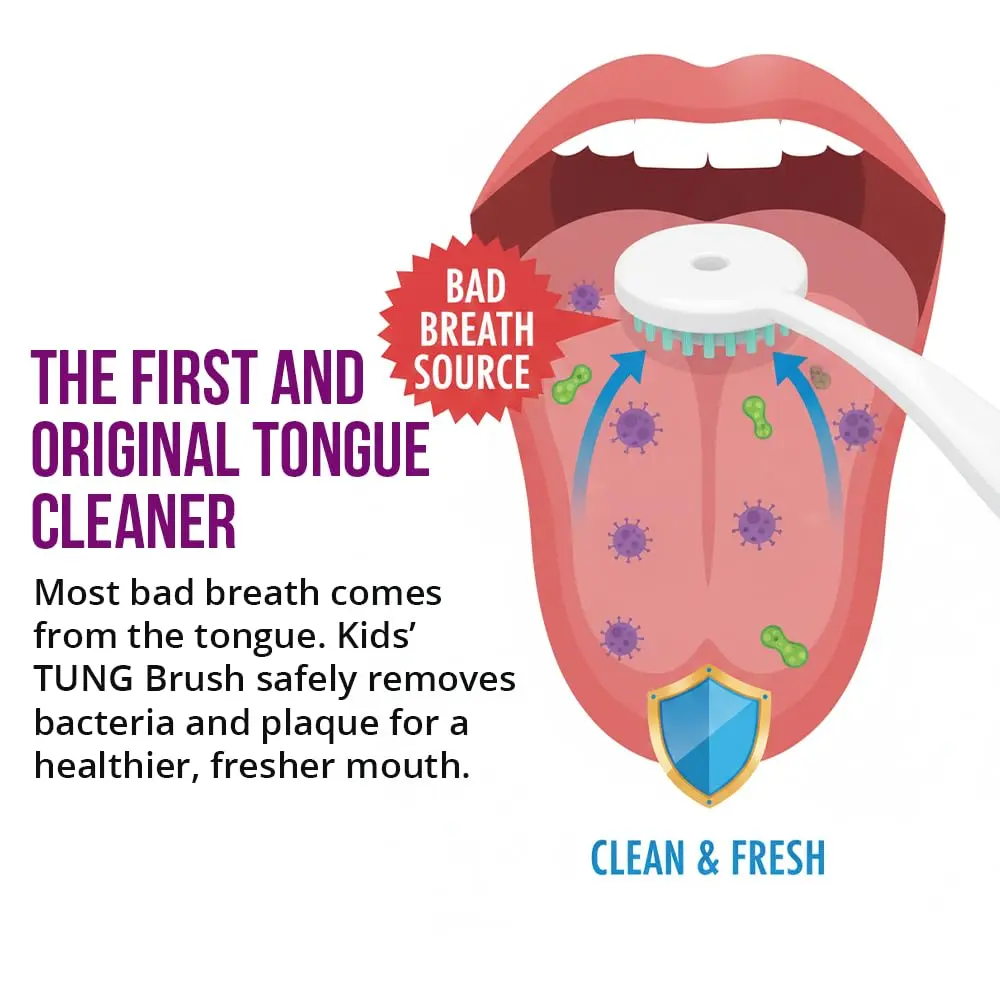 This wild strawberry flavored tongue cleaning gel for kids helps fight bad breath and makes tongue cleaning an essential part of daily oral care.
