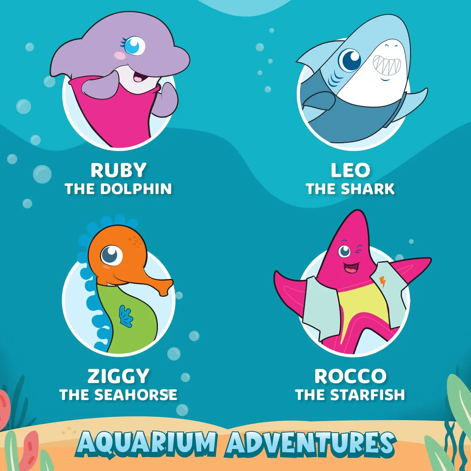 AquaSonic kids water flosser with a fun aquarium theme, designed for children ages six and up, includes standard and orthodontic nozzles, waterproof stickers, and multiple flossing modes.