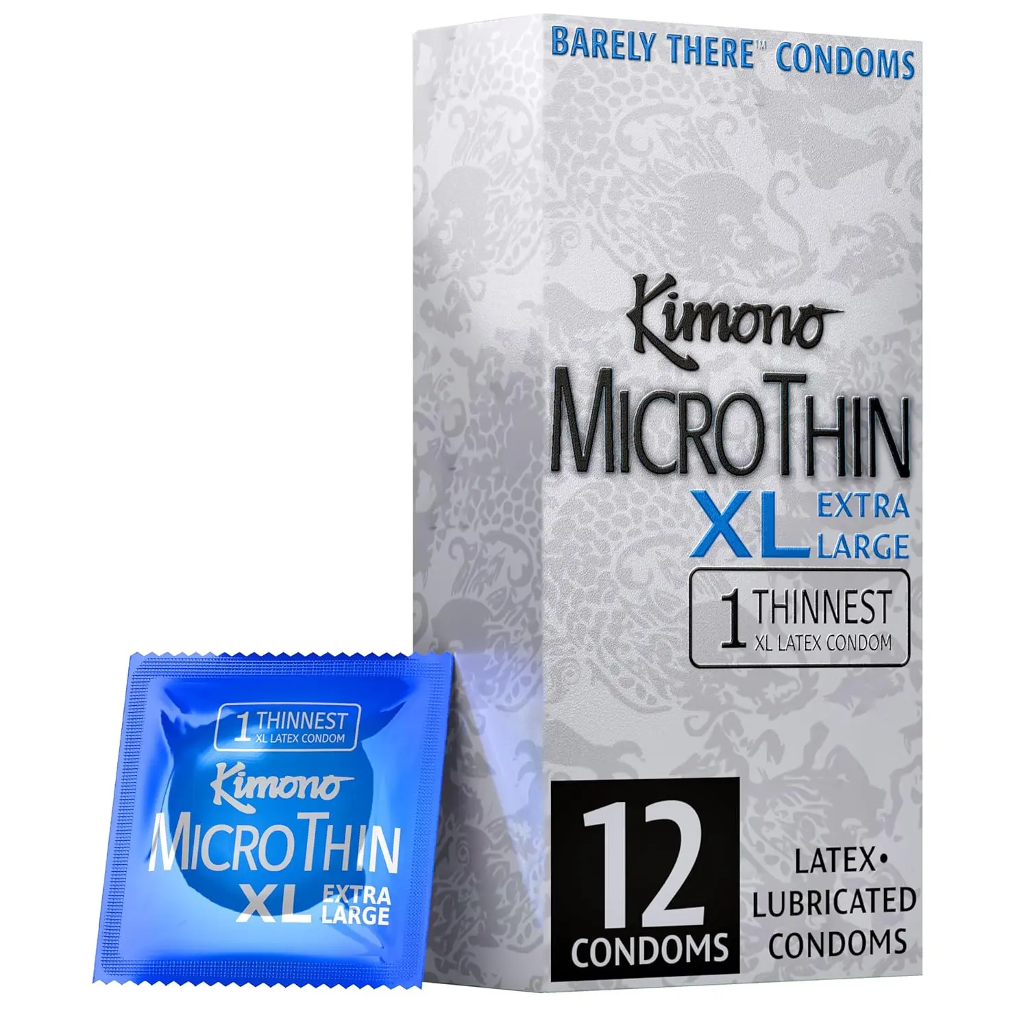 Kimono MicroThin XL condoms are extra-large, ultra-thin condoms designed for enhanced sensitivity and a comfortable fit, made with premium latex.