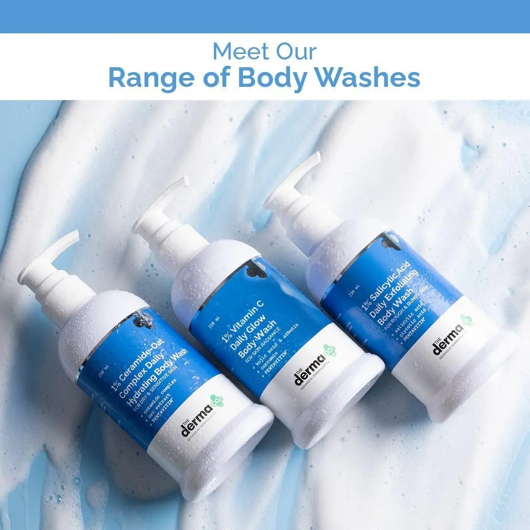 The Derma Co. Kojic Acid body wash visibly reduces dark spots and hyperpigmentation while hydrating and brightening the skin.