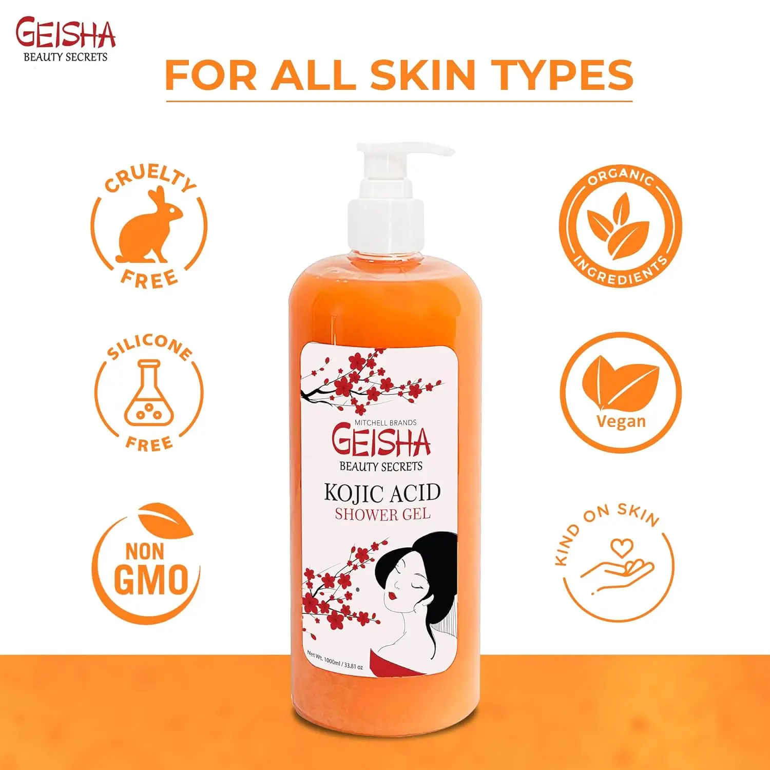 This kojic acid body wash with shea butter and coconut oil gently cleanses, hydrates, and brightens skin for a healthy, radiant glow, targeting dark spots and dryness.