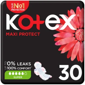 Kotex Maxi Thick super absorbent sanitary pads with wings provide unbeatable comfort and protection for medium to heavy flow period days.