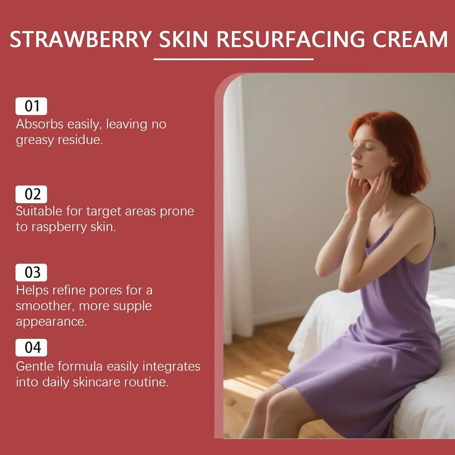 This keratosis pilaris treatment cream is designed to hydrate, exfoliate and moisturize dry, rough skin, visibly improving the appearance of strawberry legs and skin blemishes.