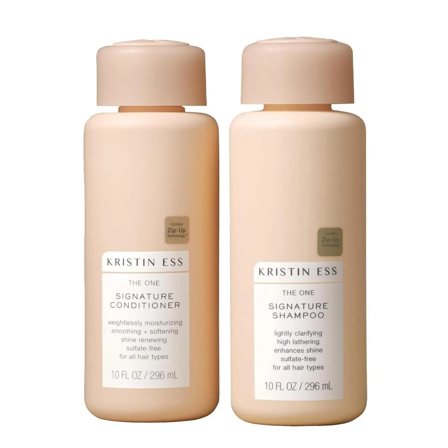 Kristin Ess KRISTIN hydrating shampoo and conditioner set for dry and damaged hair cleanses, softens, and adds shine.