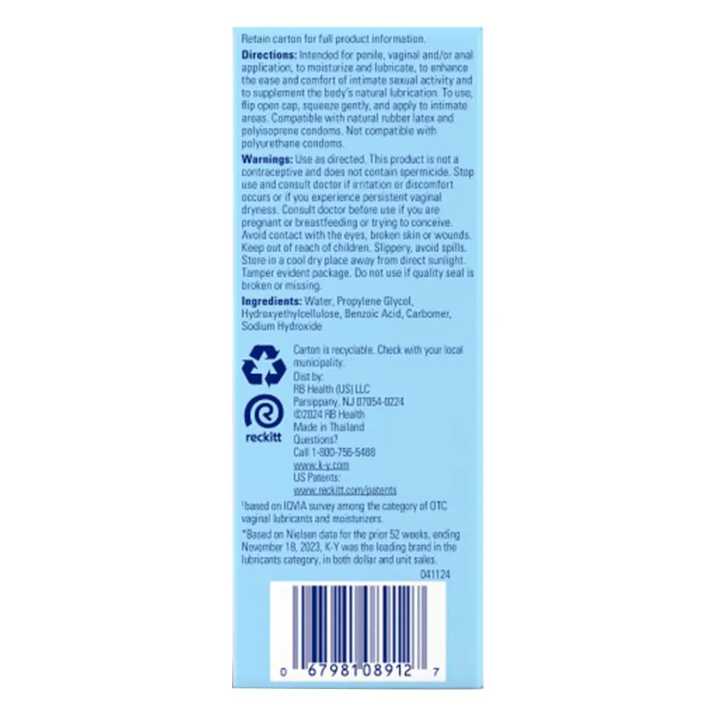 This is a four ounce bottle of K-Y Mestyle water-based personal lubricant, formulated with care and sealed in hygienic packaging; usage information is on the label.