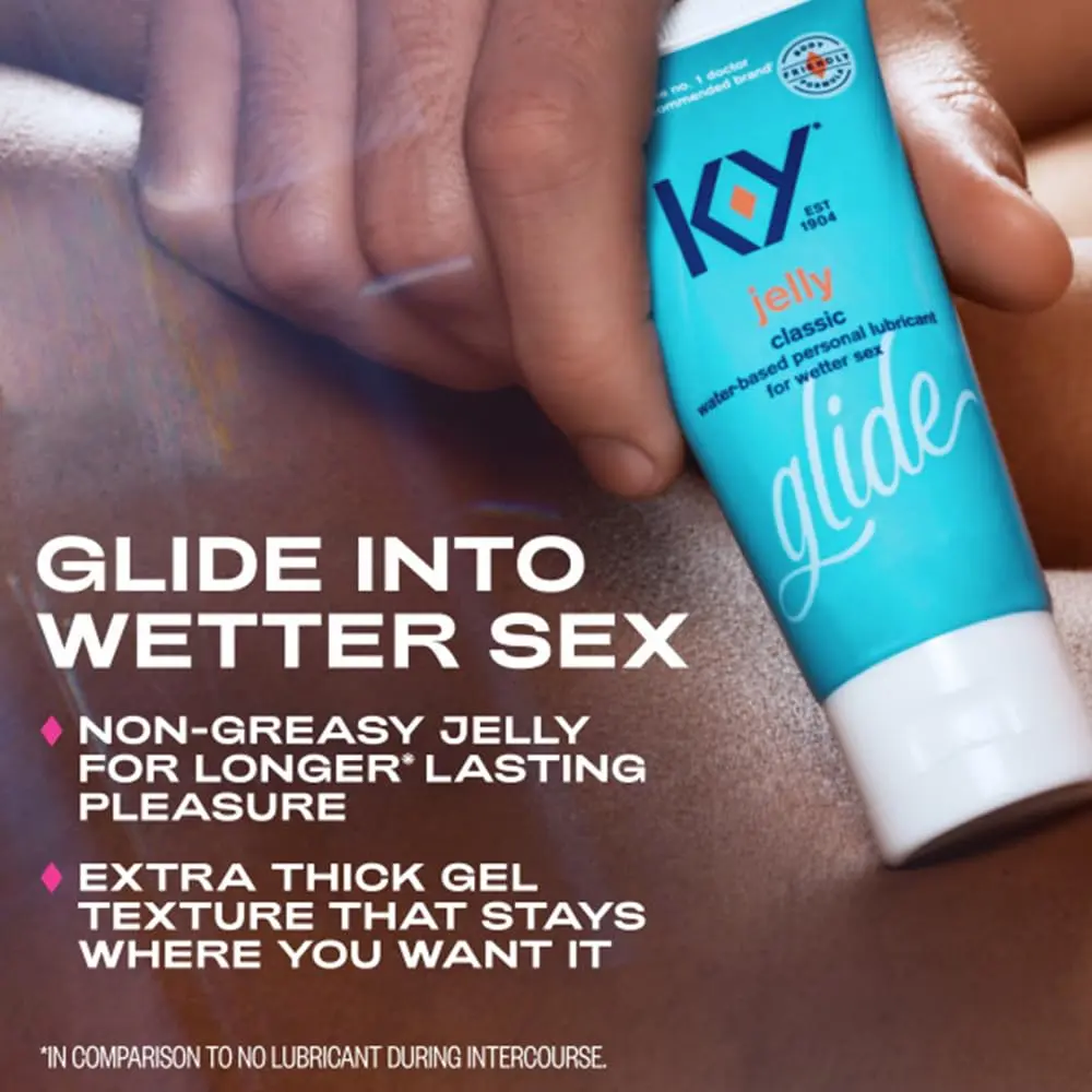 This is a four ounce bottle of K-Y Mestyle water-based personal lubricant, formulated with care and sealed in hygienic packaging; usage information is on the label.