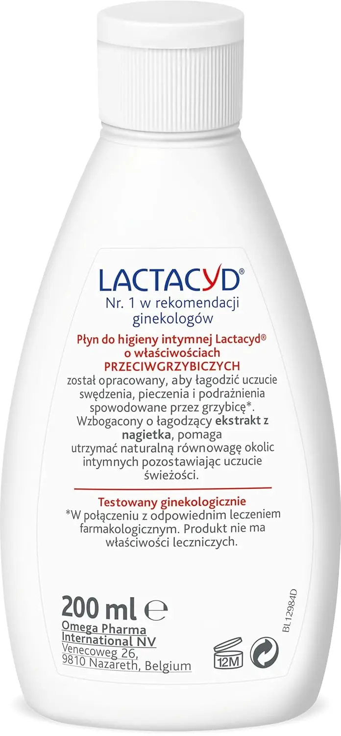 A 200ml bottle of Lactacyd Antifungal Gynecological Intimate Hygiene Fluid.