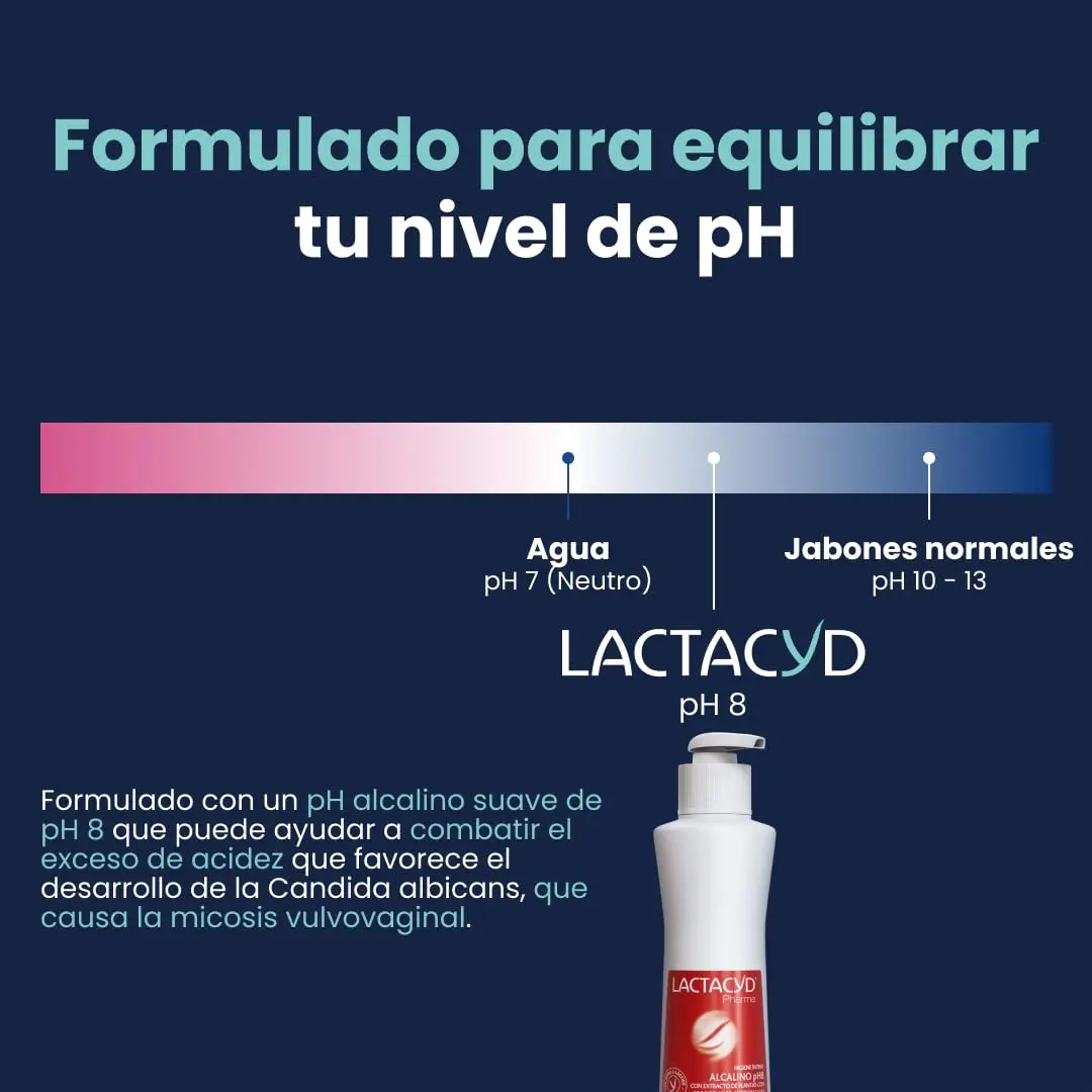 Lactacyd pH8 intimate hygiene gel enriched with calendula and bisabolol to soothe itching, stinging, and irritation.