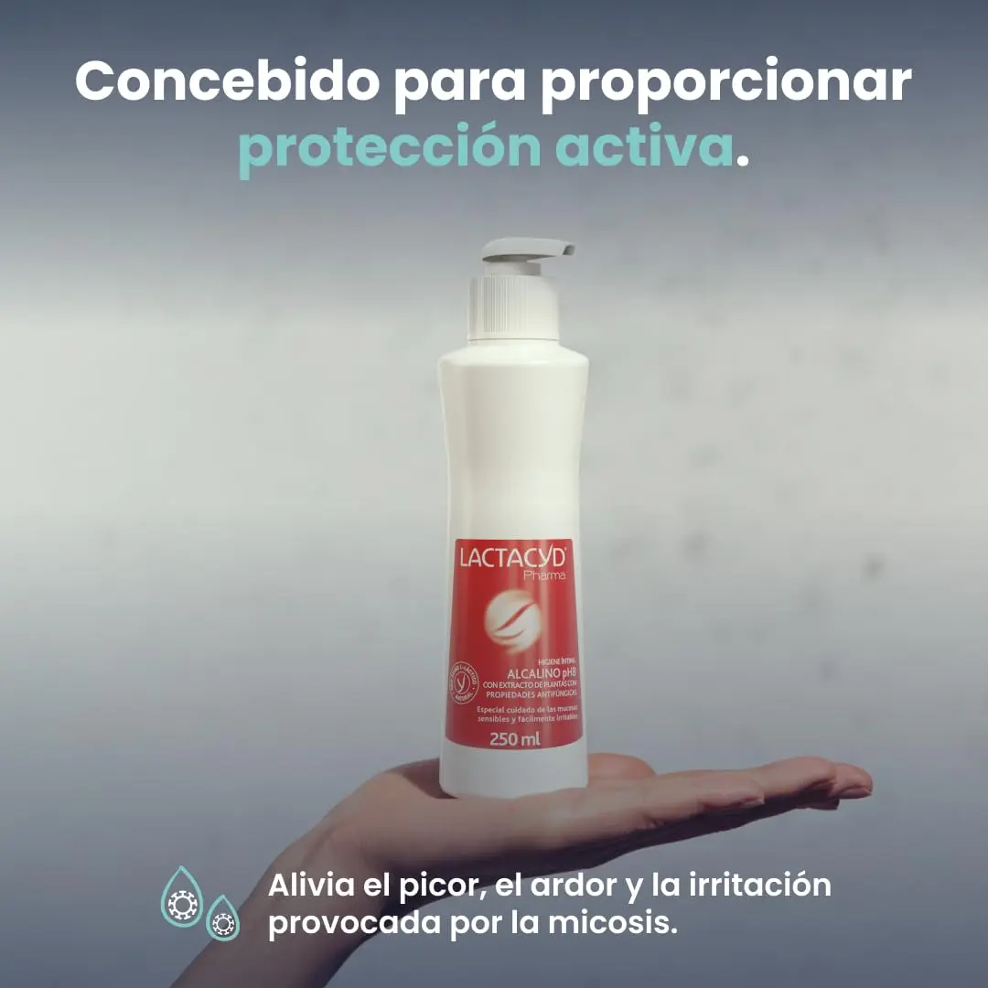 Lactacyd pH8 intimate hygiene gel enriched with calendula and bisabolol to soothe itching, stinging, and irritation.