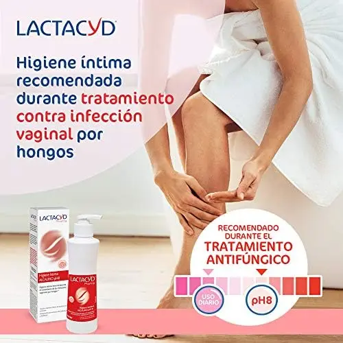 Lactacyd pH8 intimate hygiene gel enriched with calendula and bisabolol to soothe itching, stinging, and irritation.