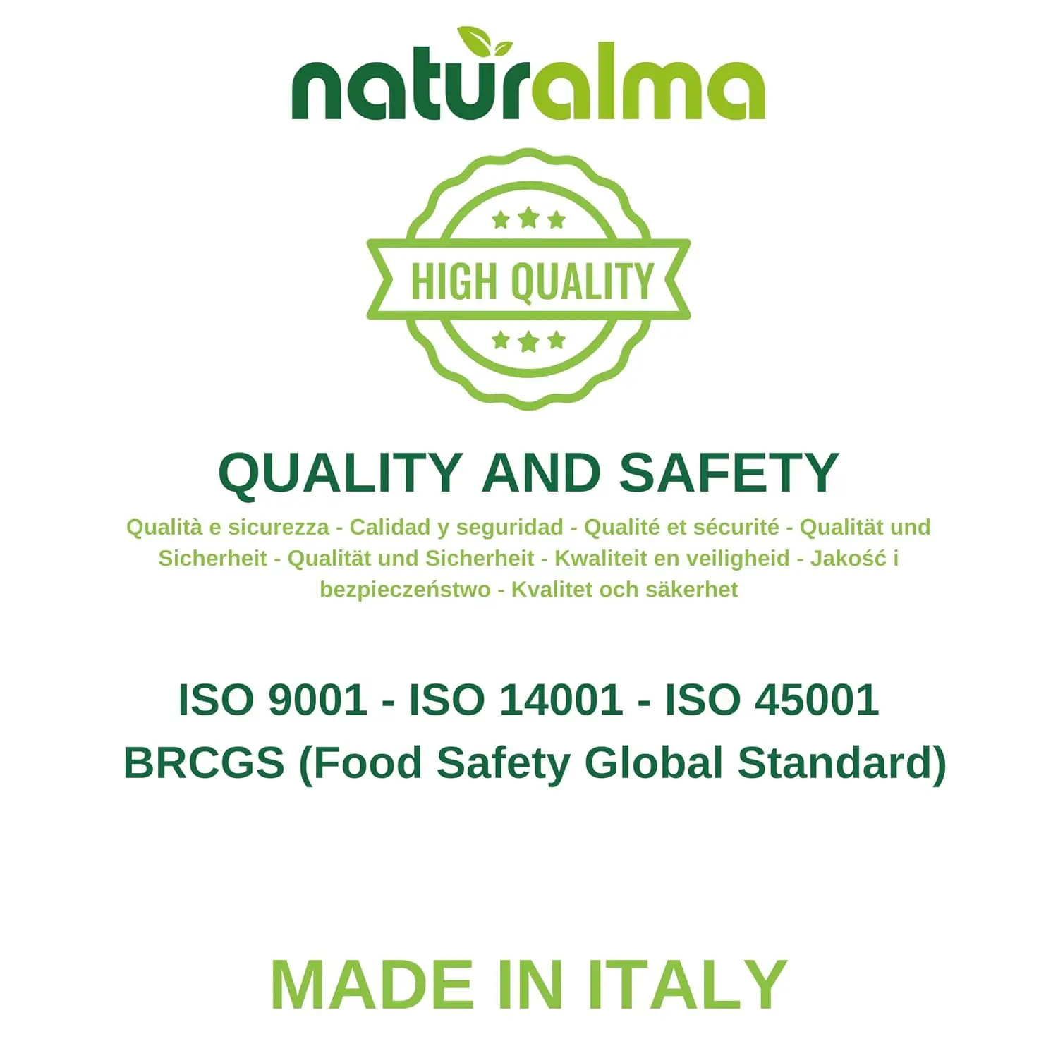 Bottle of Lady's Mantle (Alchemilla vulgaris) alcohol-free liquid extract drops by Naturalma, a vegan food supplement made in Italy.