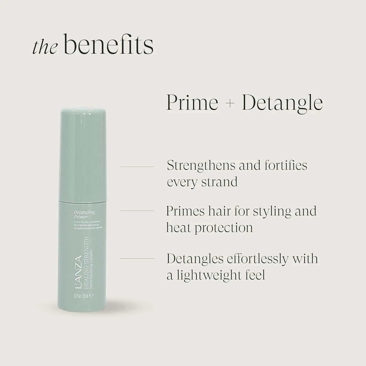 L'ANZA detangling hair primer protects hair from heat damage while strengthening and boosting shine.