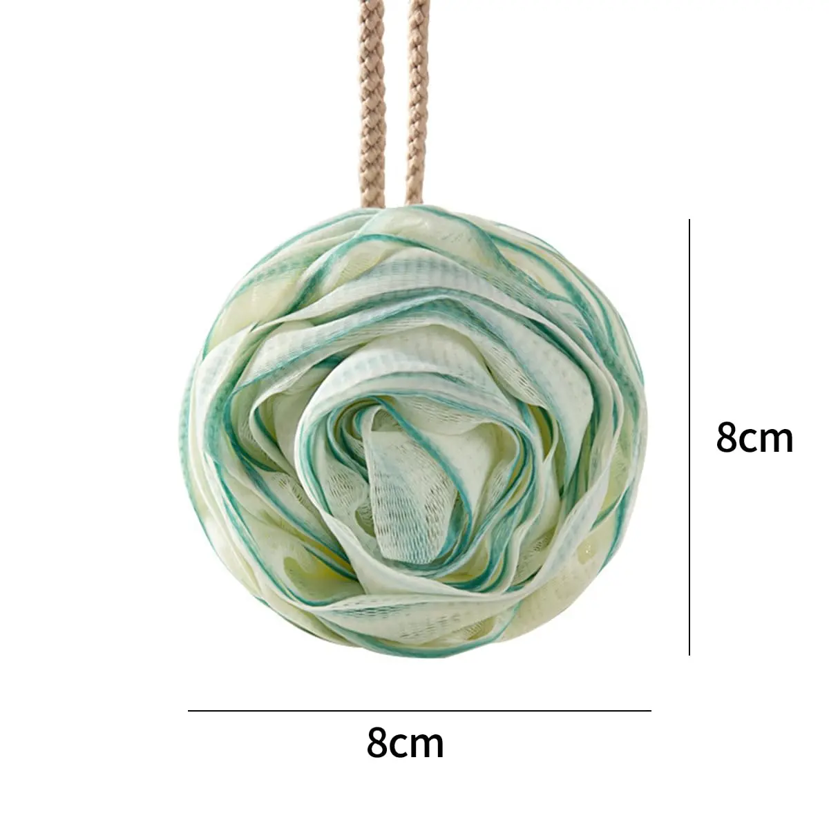 A four-pack of large, rose-shaped bath sponges designed to exfoliate and cleanse skin, creating a rich lather with shower gel or soap.