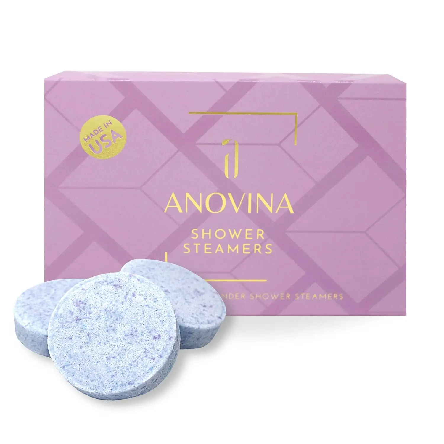 USA-made lavender shower steamers infused with essential oils and menthol provide a calming aromatherapy experience, perfect as relaxation gifts for women.